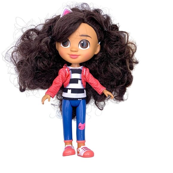Gabby’s Dollhouse Gabby Doll Curly Hair Cat Ears Headband Striped Top Blue Pants - Picture 1 of 8